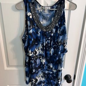 Blue beaded tank top